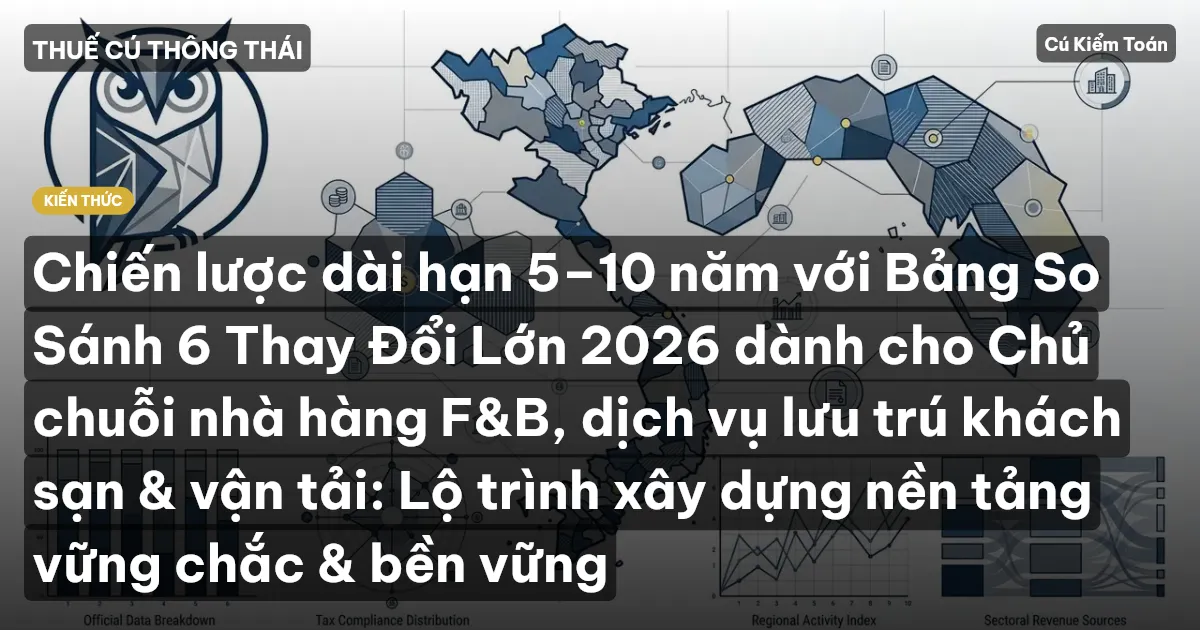Chiến lược dài hạn 5–10 năm với Bảng So Sánh 6 Thay Đổi Lớn 2026 dành cho Chủ chuỗi nhà hàng F&B, dịch vụ lưu trú khách sạn & vận tải: Lộ trình xây dựng nền tảng vững chắc & bền vững