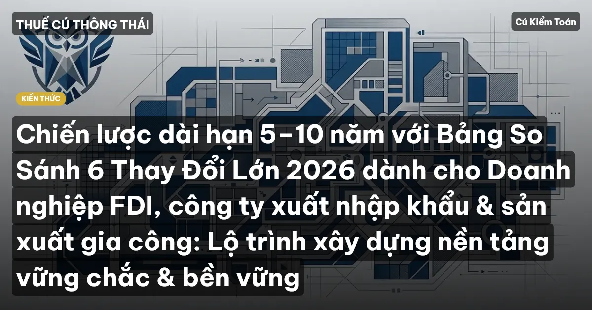 Chiến lược dài hạn 5–10 năm với Bảng So Sánh 6 Thay Đổi Lớn 2026 dành cho Doanh nghiệp FDI, công ty xuất nhập khẩu & sản xuất gia công: Lộ trình xây dựng nền tảng vững chắc & bền vững
