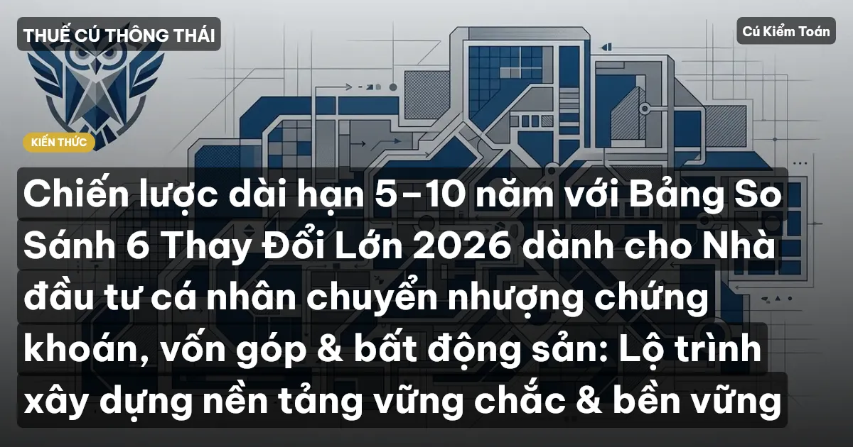 Chiến lược dài hạn 5–10 năm với Bảng So Sánh 6 Thay Đổi Lớn 2026 dành cho Nhà đầu tư cá nhân chuyển nhượng chứng khoán, vốn góp & bất động sản: Lộ trình xây dựng nền tảng vững chắc & bền vững