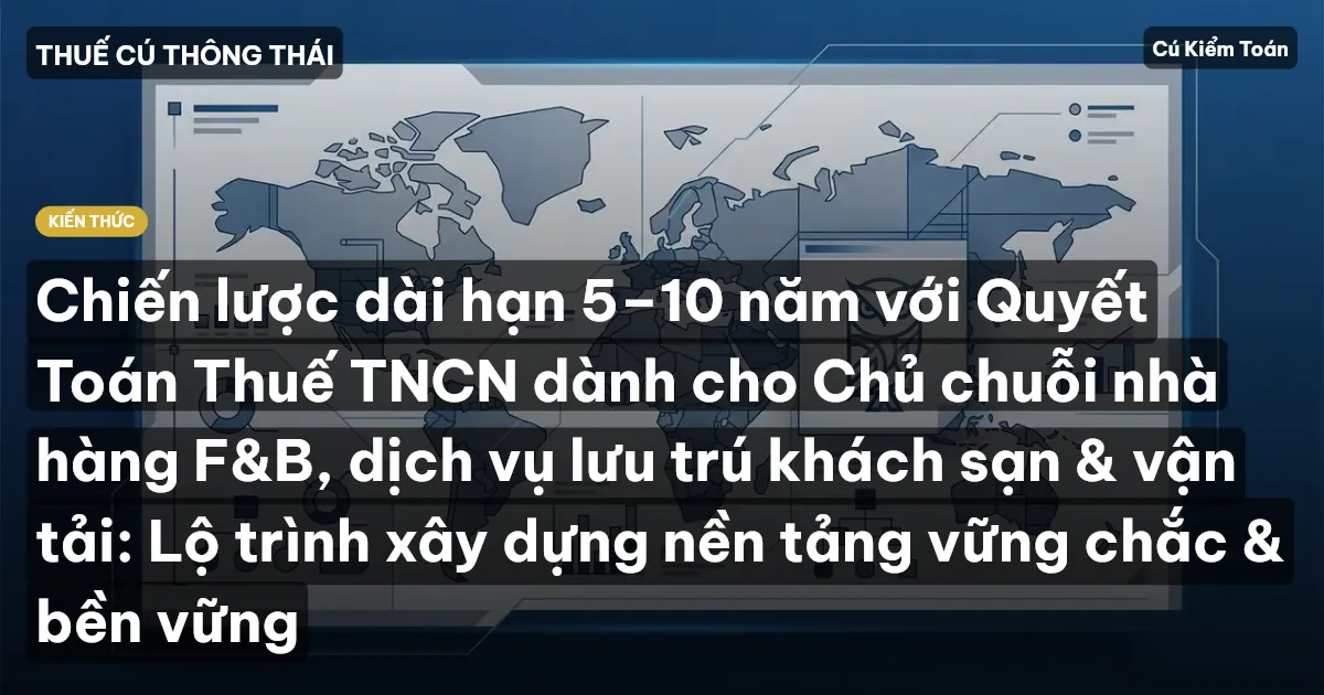 Chiến lược dài hạn 5–10 năm với Quyết Toán Thuế TNCN dành cho Chủ chuỗi nhà hàng F&B, dịch vụ lưu trú khách sạn & vận tải: Lộ trình xây dựng nền tảng vững chắc & bền vững