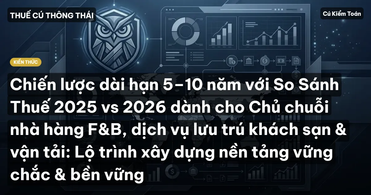 Chiến lược dài hạn 5–10 năm với So Sánh Thuế 2025 vs 2026 dành cho Chủ chuỗi nhà hàng F&B, dịch vụ lưu trú khách sạn & vận tải: Lộ trình xây dựng nền tảng vững chắc & bền vững