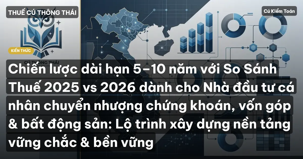 Chiến lược dài hạn 5–10 năm với So Sánh Thuế 2025 vs 2026 dành cho Nhà đầu tư cá nhân chuyển nhượng chứng khoán, vốn góp & bất động sản: Lộ trình xây dựng nền tảng vững chắc & bền vững