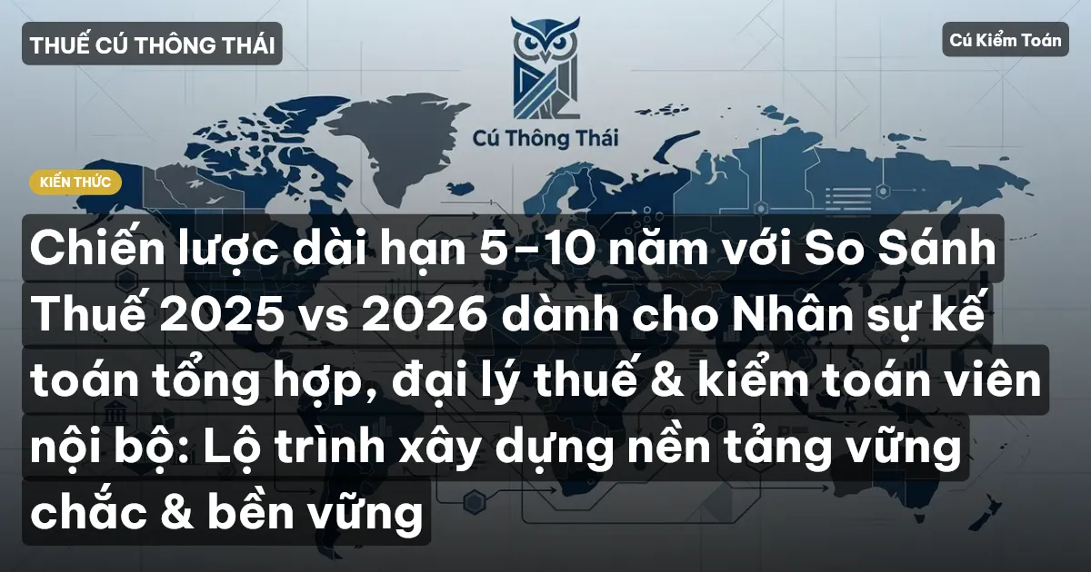 Chiến lược dài hạn 5–10 năm với So Sánh Thuế 2025 vs 2026 dành cho Nhân sự kế toán tổng hợp, đại lý thuế & kiểm toán viên nội bộ: Lộ trình xây dựng nền tảng vững chắc & bền vững