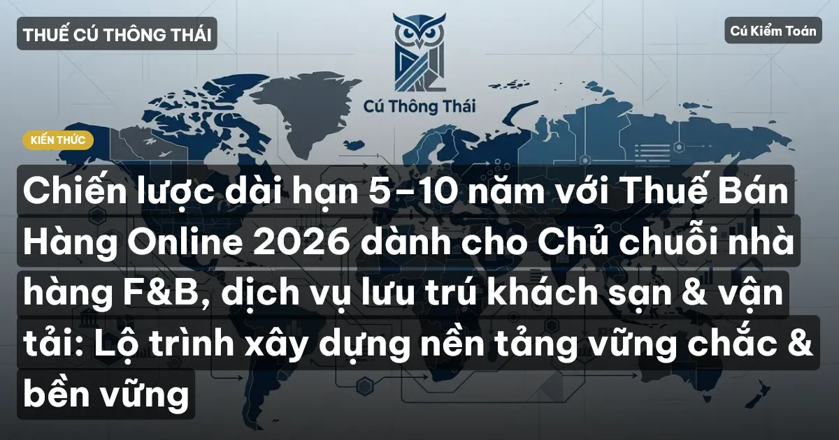Chiến lược dài hạn 5–10 năm với Thuế Bán Hàng Online 2026 dành cho Chủ chuỗi nhà hàng F&B, dịch vụ lưu trú khách sạn & vận tải: Lộ trình xây dựng nền tảng vững chắc & bền vững