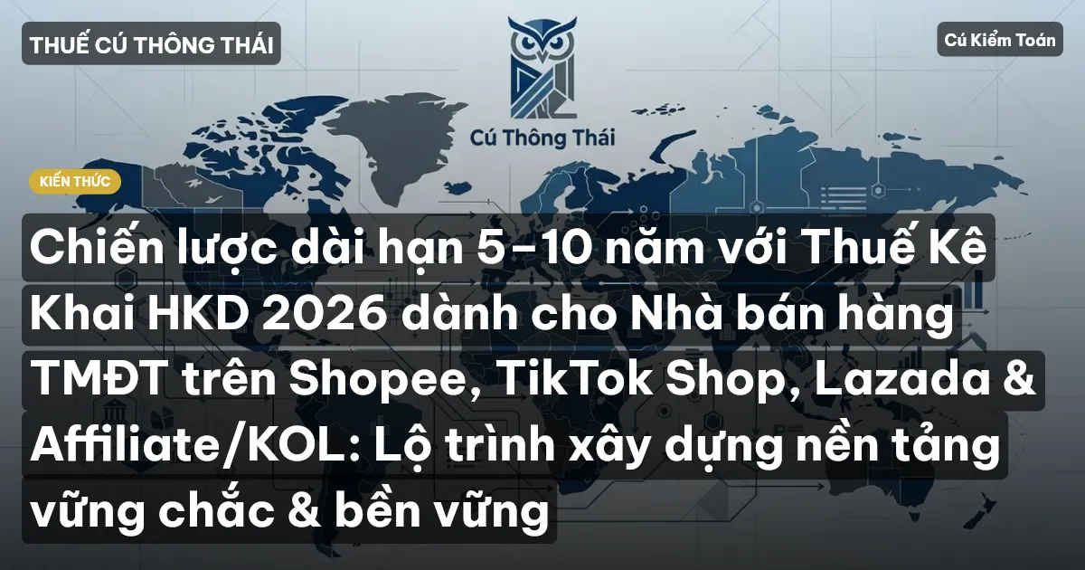 Chiến lược dài hạn 5–10 năm với Thuế Kê Khai HKD 2026 dành cho Nhà bán hàng TMĐT trên Shopee, TikTok Shop, Lazada & Affiliate/KOL: Lộ trình xây dựng nền tảng vững chắc & bền vững