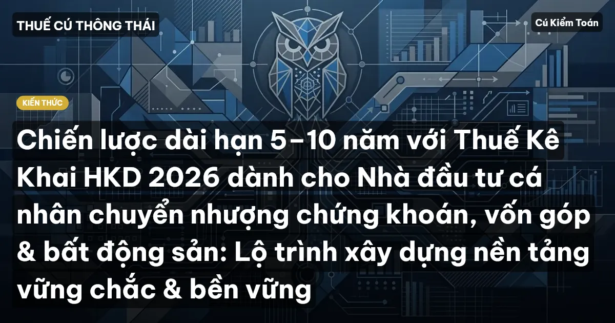 Chiến lược dài hạn 5–10 năm với Thuế Kê Khai HKD 2026 dành cho Nhà đầu tư cá nhân chuyển nhượng chứng khoán, vốn góp & bất động sản: Lộ trình xây dựng nền tảng vững chắc & bền vững