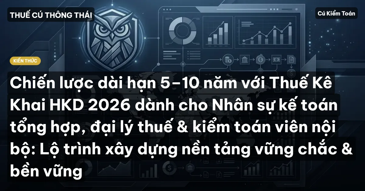 Chiến lược dài hạn 5–10 năm với Thuế Kê Khai HKD 2026 dành cho Nhân sự kế toán tổng hợp, đại lý thuế & kiểm toán viên nội bộ: Lộ trình xây dựng nền tảng vững chắc & bền vững