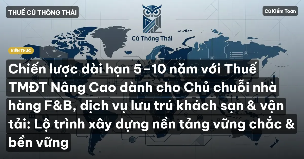 Chiến lược dài hạn 5–10 năm với Thuế TMĐT Nâng Cao dành cho Chủ chuỗi nhà hàng F&B, dịch vụ lưu trú khách sạn & vận tải: Lộ trình xây dựng nền tảng vững chắc & bền vững