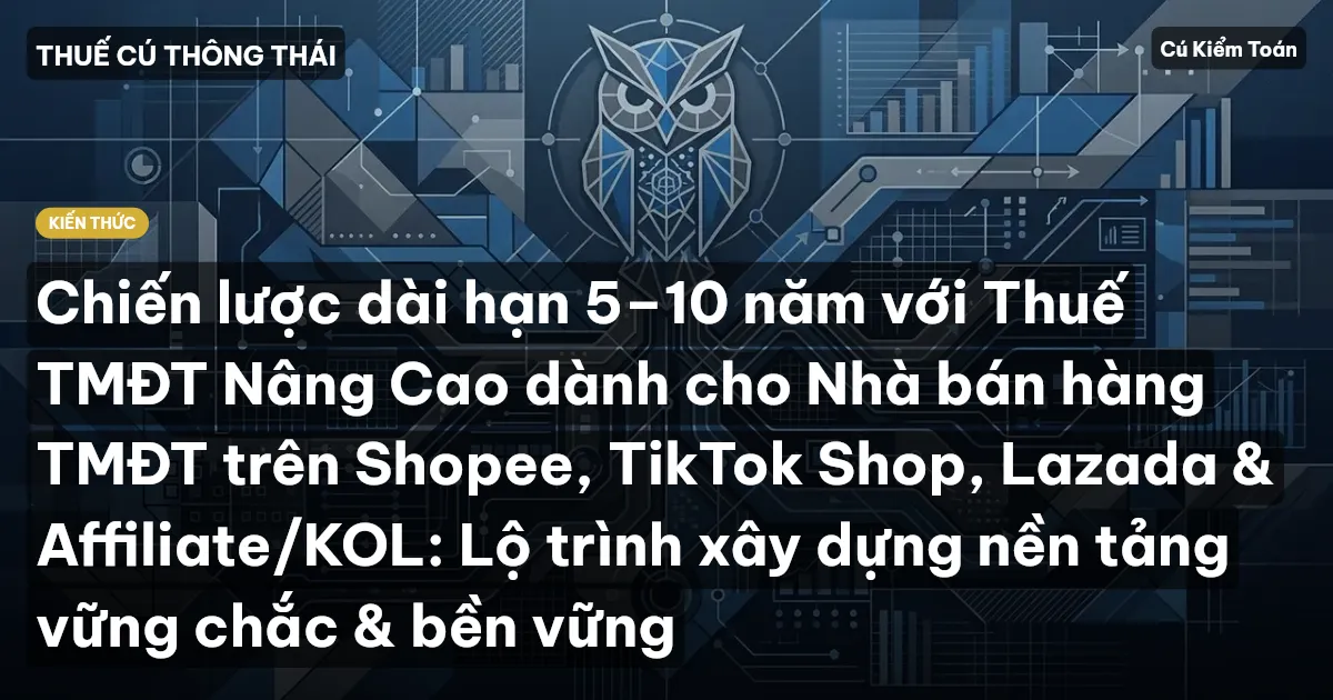 Chiến lược dài hạn 5–10 năm với Thuế TMĐT Nâng Cao dành cho Nhà bán hàng TMĐT trên Shopee, TikTok Shop, Lazada & Affiliate/KOL: Lộ trình xây dựng nền tảng vững chắc & bền vững