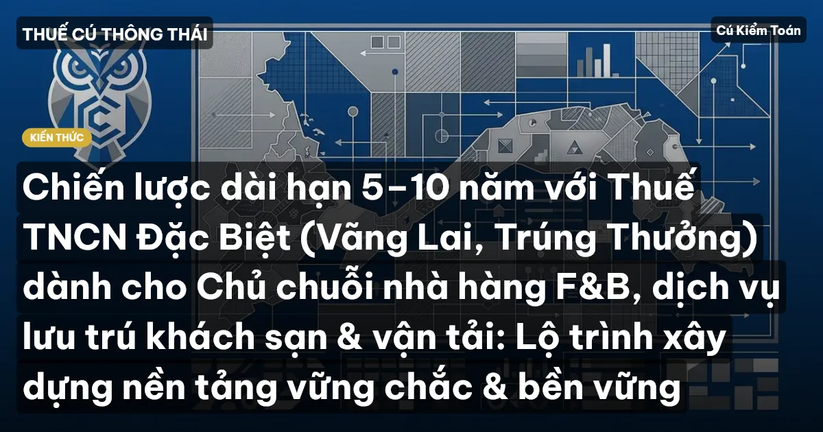 Chiến lược dài hạn 5–10 năm với Thuế TNCN Đặc Biệt (Vãng Lai, Trúng Thưởng) dành cho Chủ chuỗi nhà hàng F&B, dịch vụ lưu trú khách sạn & vận tải: Lộ trình xây dựng nền tảng vững chắc & bền vững