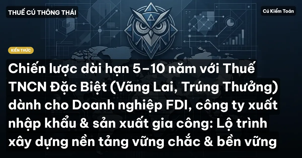Chiến lược dài hạn 5–10 năm với Thuế TNCN Đặc Biệt (Vãng Lai, Trúng Thưởng) dành cho Doanh nghiệp FDI, công ty xuất nhập khẩu & sản xuất gia công: Lộ trình xây dựng nền tảng vững chắc & bền vững