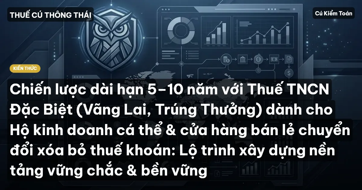Chiến lược dài hạn 5–10 năm với Thuế TNCN Đặc Biệt (Vãng Lai, Trúng Thưởng) dành cho Hộ kinh doanh cá thể & cửa hàng bán lẻ chuyển đổi xóa bỏ thuế khoán: Lộ trình xây dựng nền tảng vững chắc & bền vững