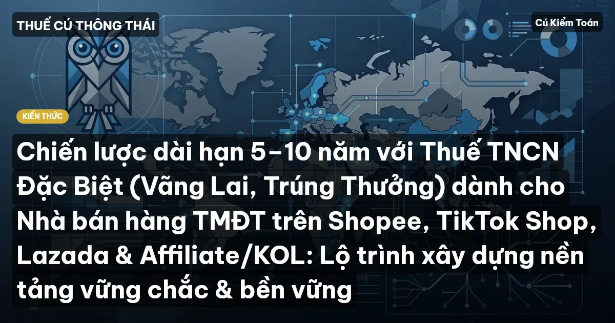 Chiến lược dài hạn 5–10 năm với Thuế TNCN Đặc Biệt (Vãng Lai, Trúng Thưởng) dành cho Nhà bán hàng TMĐT trên Shopee, TikTok Shop, Lazada & Affiliate/KOL: Lộ trình xây dựng nền tảng vững chắc & bền vững