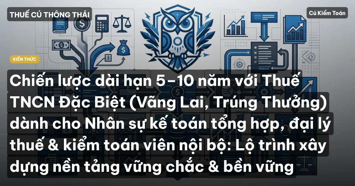 Chiến lược dài hạn 5–10 năm với Thuế TNCN Đặc Biệt (Vãng Lai, Trúng Thưởng) dành cho Nhân sự kế toán tổng hợp, đại lý thuế & kiểm toán viên nội bộ: Lộ trình xây dựng nền tảng vững chắc & bền vững