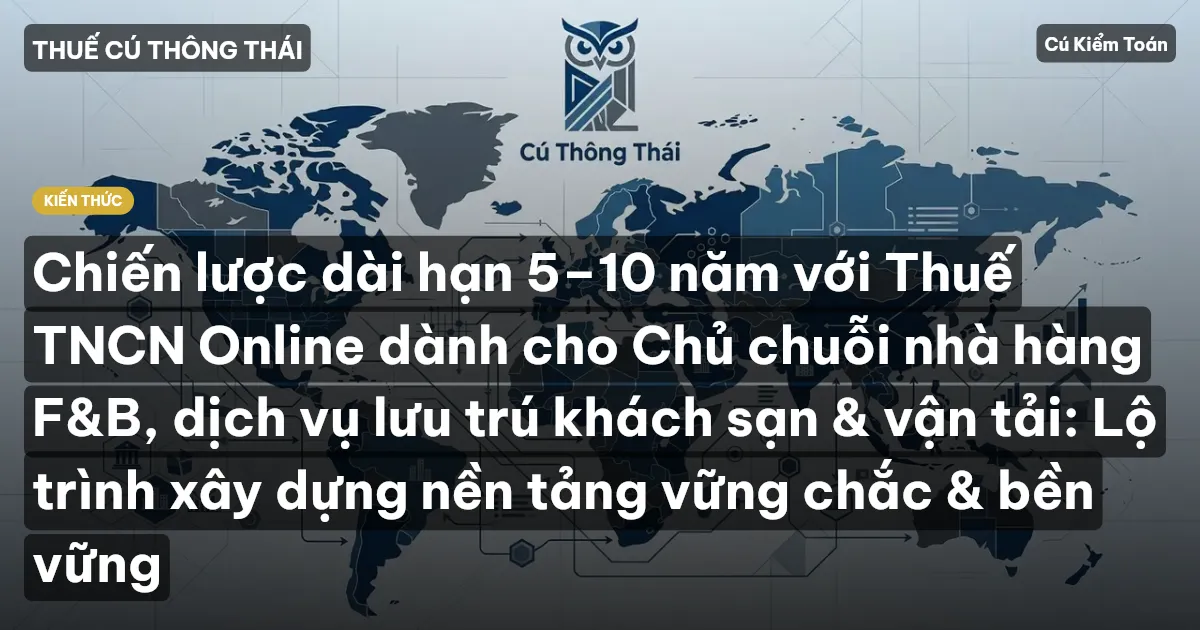 Chiến lược dài hạn 5–10 năm với Thuế TNCN Online dành cho Chủ chuỗi nhà hàng F&B, dịch vụ lưu trú khách sạn & vận tải: Lộ trình xây dựng nền tảng vững chắc & bền vững