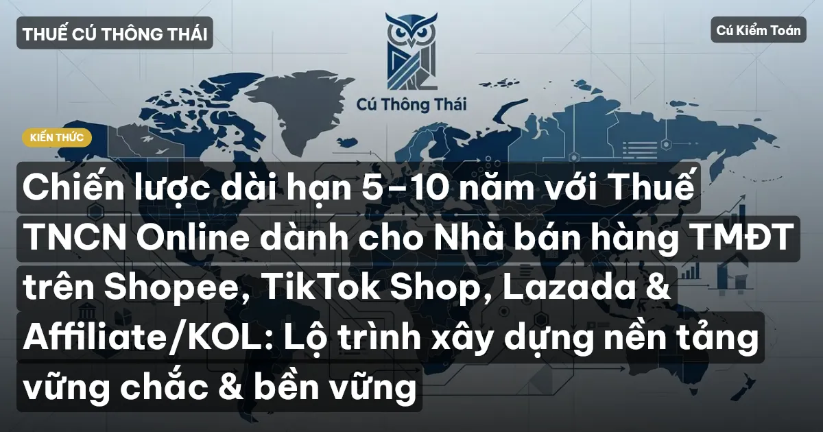 Chiến lược dài hạn 5–10 năm với Thuế TNCN Online dành cho Nhà bán hàng TMĐT trên Shopee, TikTok Shop, Lazada & Affiliate/KOL: Lộ trình xây dựng nền tảng vững chắc & bền vững