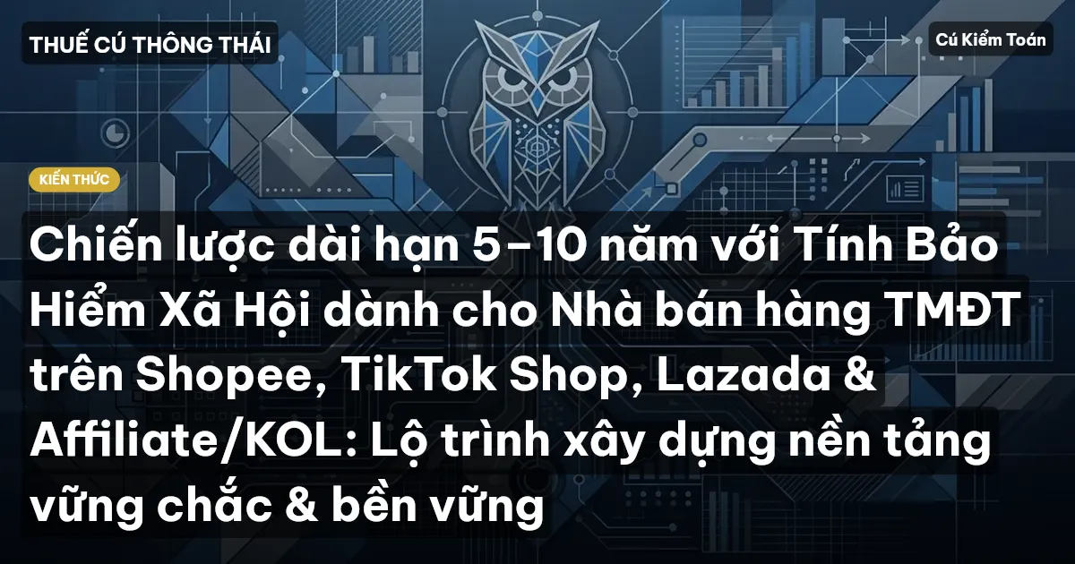 Chiến lược dài hạn 5–10 năm với Tính Bảo Hiểm Xã Hội dành cho Nhà bán hàng TMĐT trên Shopee, TikTok Shop, Lazada & Affiliate/KOL: Lộ trình xây dựng nền tảng vững chắc & bền vững
