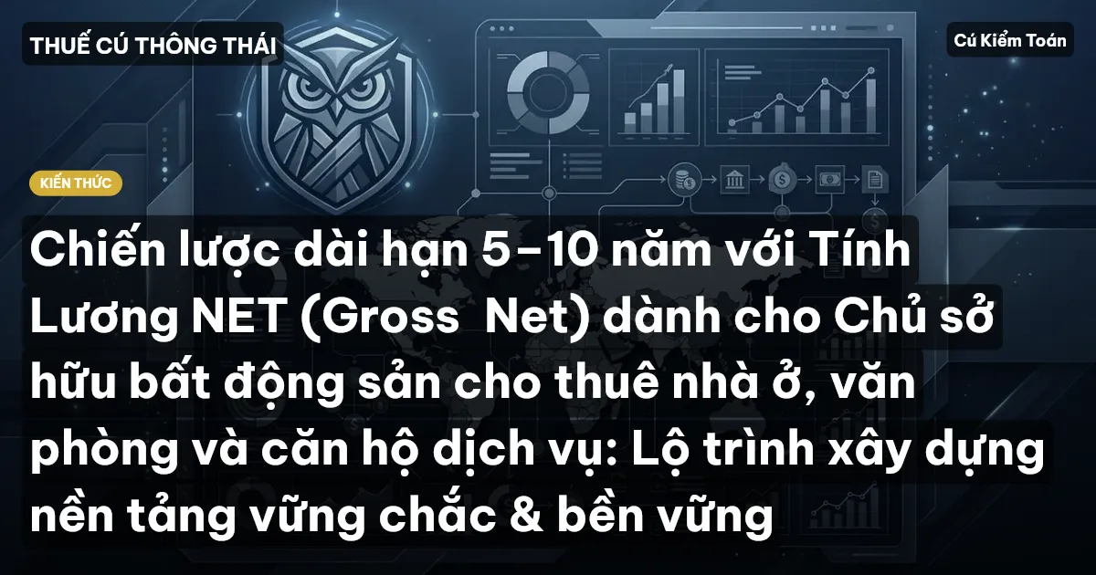Chiến lược dài hạn 5–10 năm với Tính Lương NET (Gross→Net) dành cho Chủ sở hữu bất động sản cho thuê nhà ở, văn phòng và căn hộ dịch vụ: Lộ trình xây dựng nền tảng vững chắc & bền vững