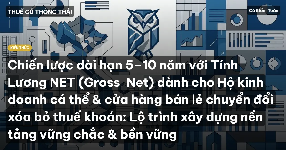 Chiến lược dài hạn 5–10 năm với Tính Lương NET (Gross→Net) dành cho Hộ kinh doanh cá thể & cửa hàng bán lẻ chuyển đổi xóa bỏ thuế khoán: Lộ trình xây dựng nền tảng vững chắc & bền vững