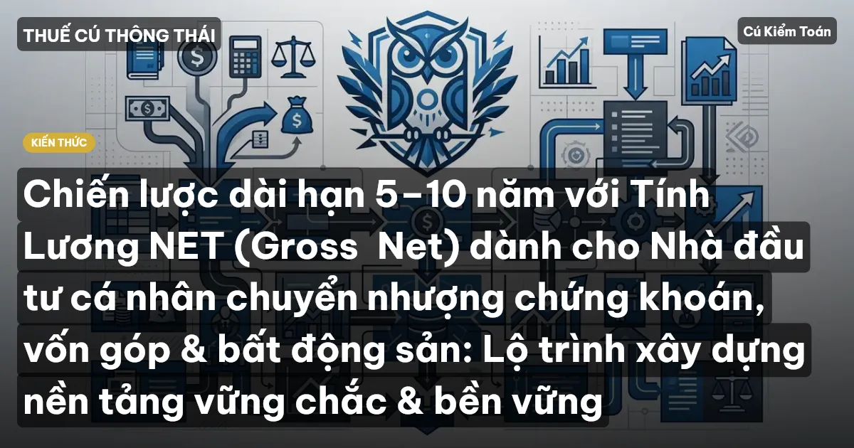 Chiến lược dài hạn 5–10 năm với Tính Lương NET (Gross→Net) dành cho Nhà đầu tư cá nhân chuyển nhượng chứng khoán, vốn góp & bất động sản: Lộ trình xây dựng nền tảng vững chắc & bền vững