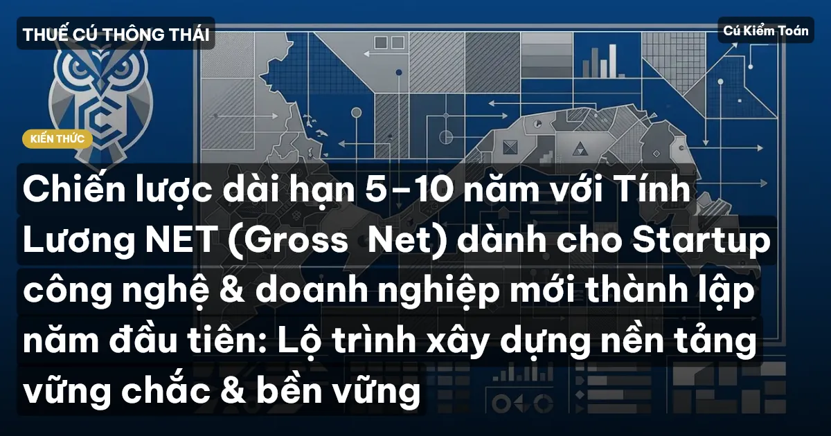 Chiến lược dài hạn 5–10 năm với Tính Lương NET (Gross→Net) dành cho Startup công nghệ & doanh nghiệp mới thành lập năm đầu tiên: Lộ trình xây dựng nền tảng vững chắc & bền vững