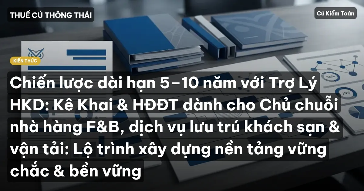 Chiến lược dài hạn 5–10 năm với Trợ Lý HKD: Kê Khai & HĐĐT dành cho Chủ chuỗi nhà hàng F&B, dịch vụ lưu trú khách sạn & vận tải: Lộ trình xây dựng nền tảng vững chắc & bền vững