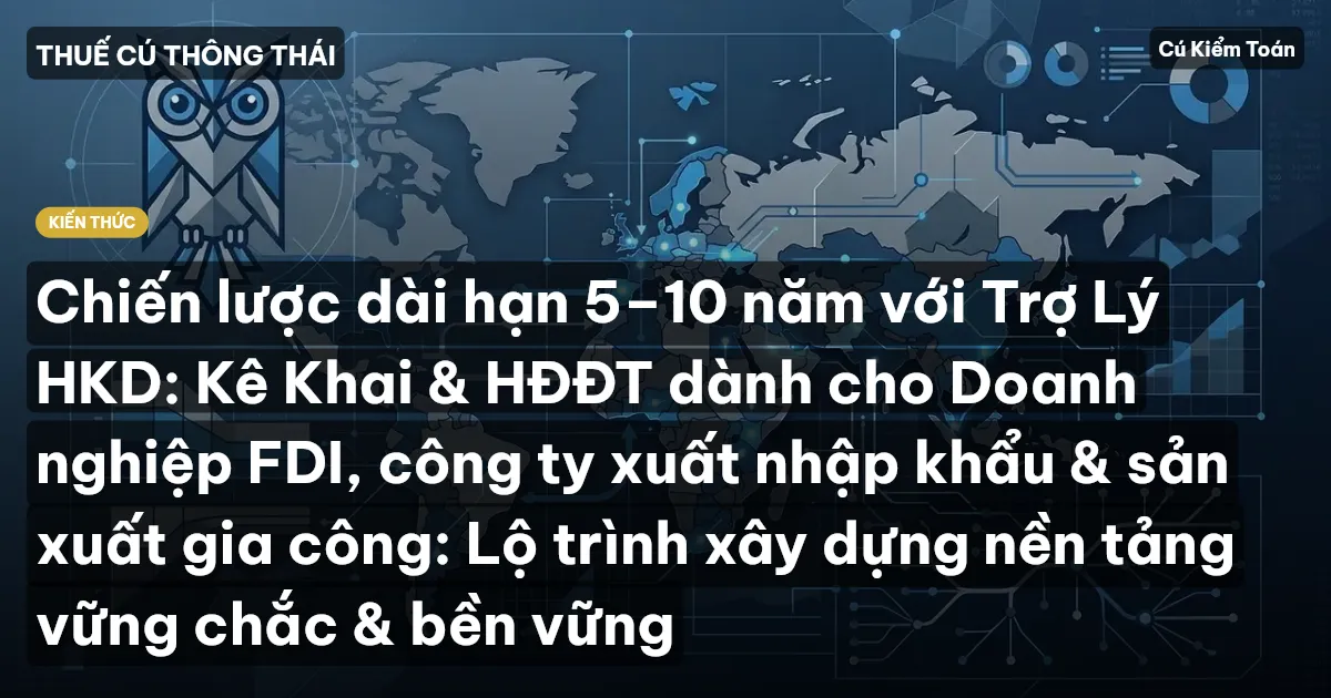 Chiến lược dài hạn 5–10 năm với Trợ Lý HKD: Kê Khai & HĐĐT dành cho Doanh nghiệp FDI, công ty xuất nhập khẩu & sản xuất gia công: Lộ trình xây dựng nền tảng vững chắc & bền vững