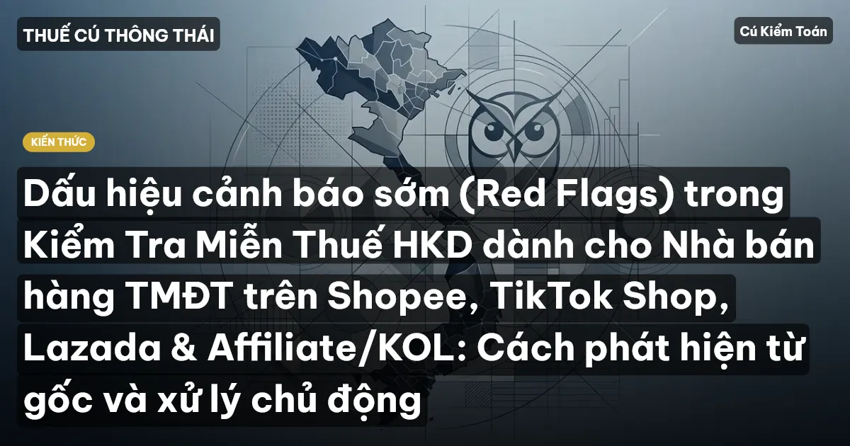 Dấu hiệu cảnh báo sớm (Red Flags) trong Kiểm Tra Miễn Thuế HKD dành cho Nhà bán hàng TMĐT trên Shopee, TikTok Shop, Lazada & Affiliate/KOL: Cách phát hiện từ gốc và xử lý chủ động