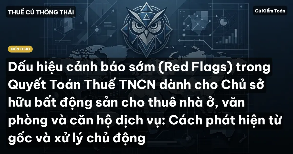 Dấu hiệu cảnh báo sớm (Red Flags) trong Quyết Toán Thuế TNCN dành cho Chủ sở hữu bất động sản cho thuê nhà ở, văn phòng và căn hộ dịch vụ: Cách phát hiện từ gốc và xử lý chủ động