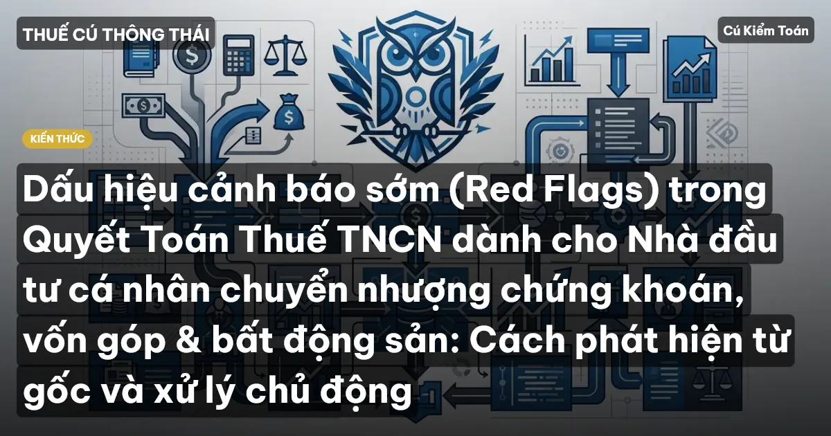 Dấu hiệu cảnh báo sớm (Red Flags) trong Quyết Toán Thuế TNCN dành cho Nhà đầu tư cá nhân chuyển nhượng chứng khoán, vốn góp & bất động sản: Cách phát hiện từ gốc và xử lý chủ động
