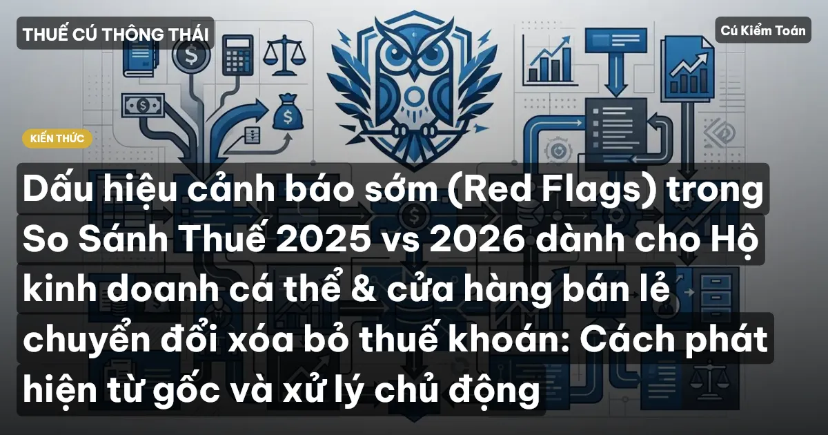 Dấu hiệu cảnh báo sớm (Red Flags) trong So Sánh Thuế 2025 vs 2026 dành cho Hộ kinh doanh cá thể & cửa hàng bán lẻ chuyển đổi xóa bỏ thuế khoán: Cách phát hiện từ gốc và xử lý chủ động