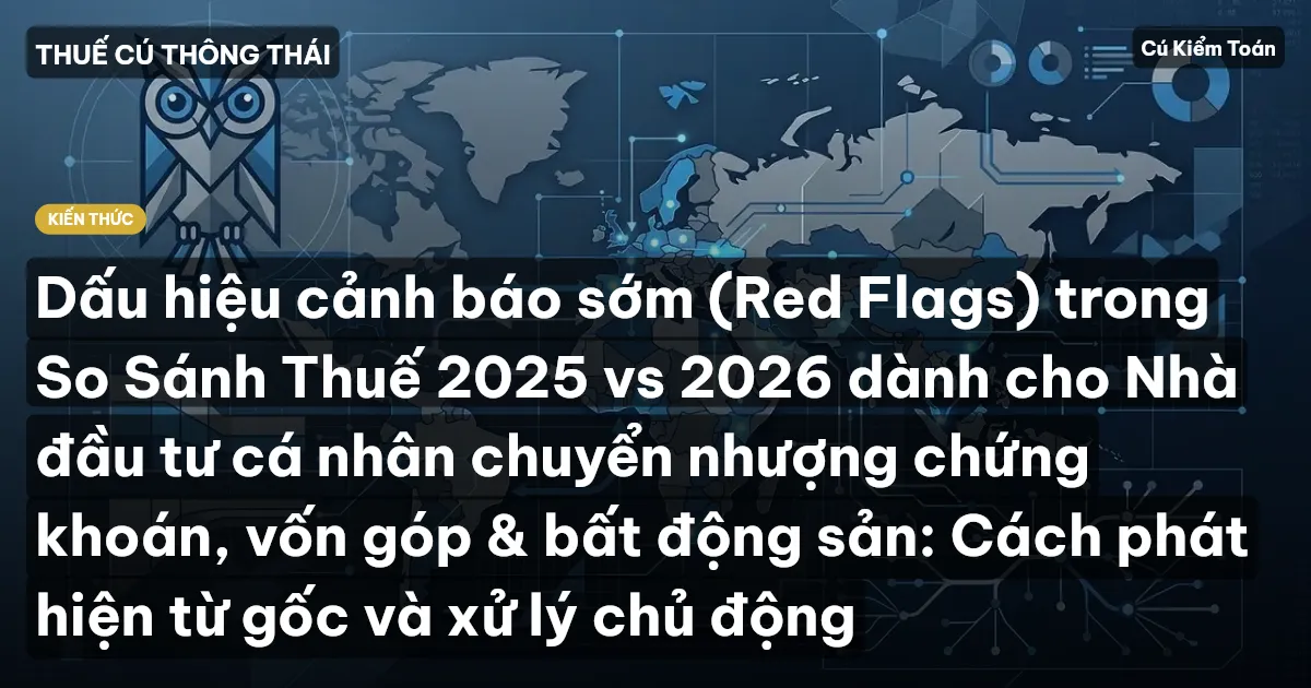 Dấu hiệu cảnh báo sớm (Red Flags) trong So Sánh Thuế 2025 vs 2026 dành cho Nhà đầu tư cá nhân chuyển nhượng chứng khoán, vốn góp & bất động sản: Cách phát hiện từ gốc và xử lý chủ động