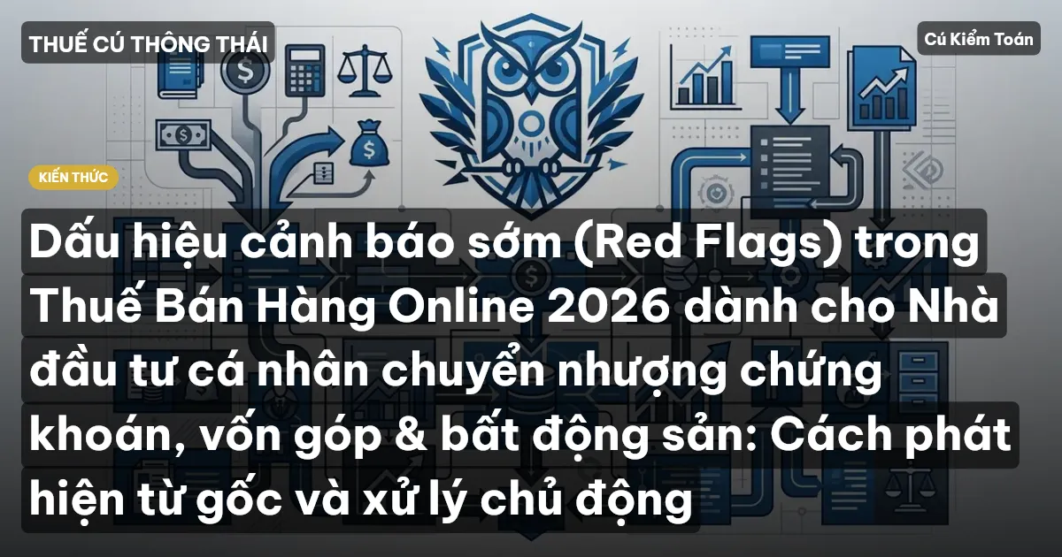 Dấu hiệu cảnh báo sớm (Red Flags) trong Thuế Bán Hàng Online 2026 dành cho Nhà đầu tư cá nhân chuyển nhượng chứng khoán, vốn góp & bất động sản: Cách phát hiện từ gốc và xử lý chủ động