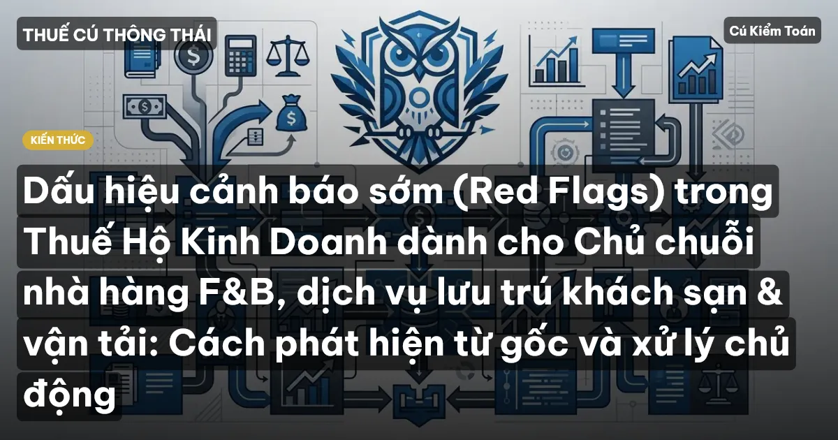 Dấu hiệu cảnh báo sớm (Red Flags) trong Thuế Hộ Kinh Doanh dành cho Chủ chuỗi nhà hàng F&B, dịch vụ lưu trú khách sạn & vận tải: Cách phát hiện từ gốc và xử lý chủ động