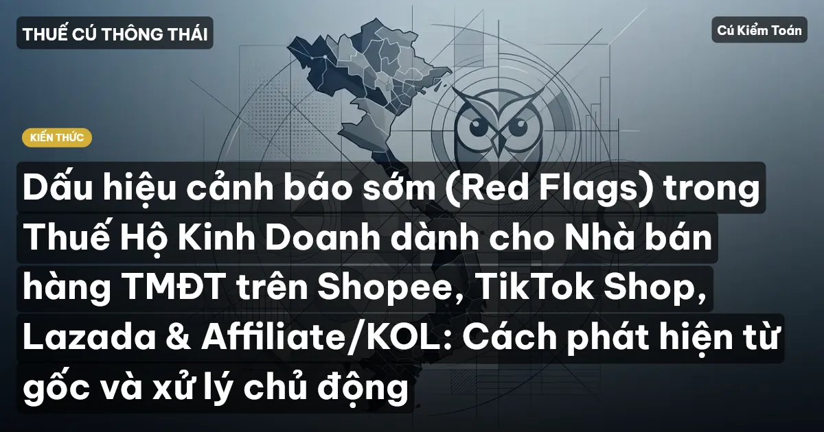 Dấu hiệu cảnh báo sớm (Red Flags) trong Thuế Hộ Kinh Doanh dành cho Nhà bán hàng TMĐT trên Shopee, TikTok Shop, Lazada & Affiliate/KOL: Cách phát hiện từ gốc và xử lý chủ động