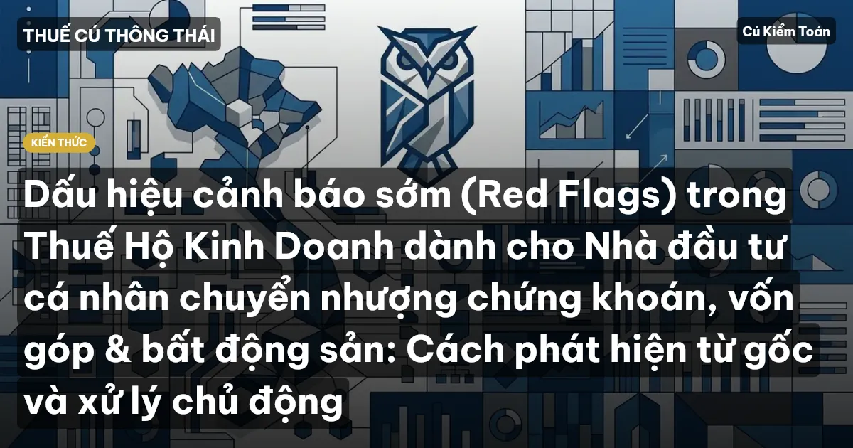 Dấu hiệu cảnh báo sớm (Red Flags) trong Thuế Hộ Kinh Doanh dành cho Nhà đầu tư cá nhân chuyển nhượng chứng khoán, vốn góp & bất động sản: Cách phát hiện từ gốc và xử lý chủ động