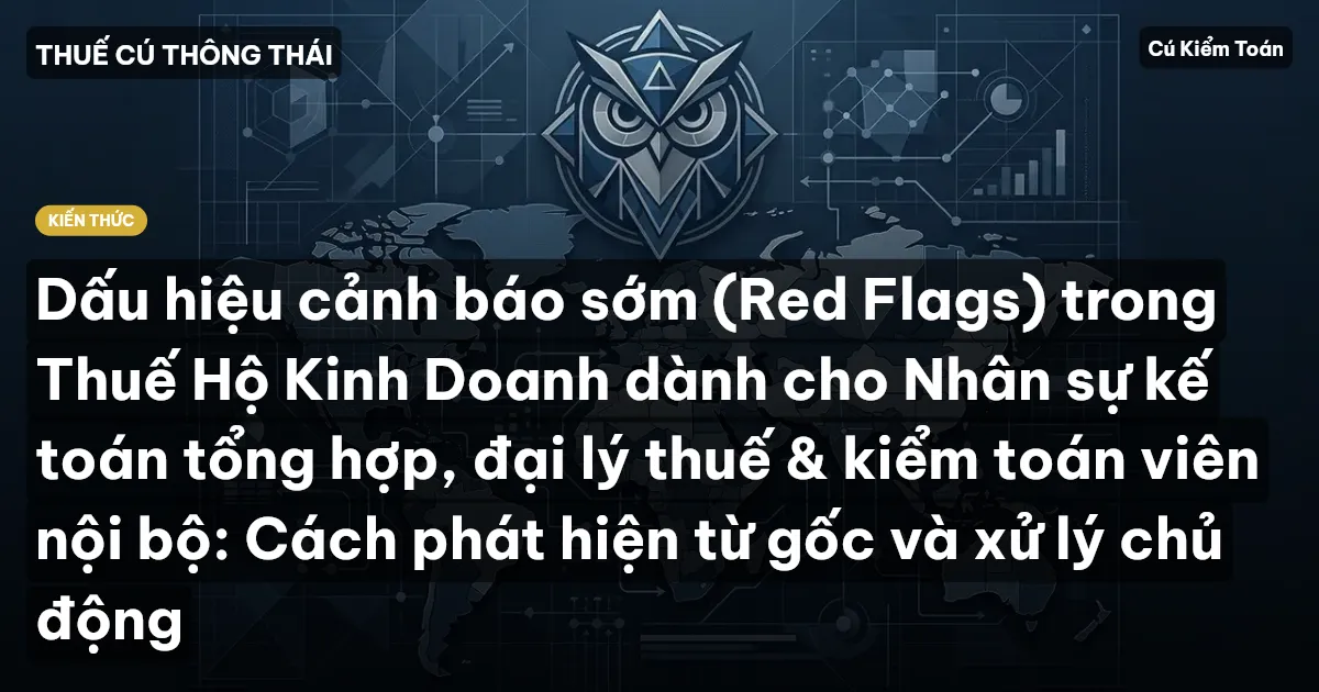 Dấu hiệu cảnh báo sớm (Red Flags) trong Thuế Hộ Kinh Doanh dành cho Nhân sự kế toán tổng hợp, đại lý thuế & kiểm toán viên nội bộ: Cách phát hiện từ gốc và xử lý chủ động