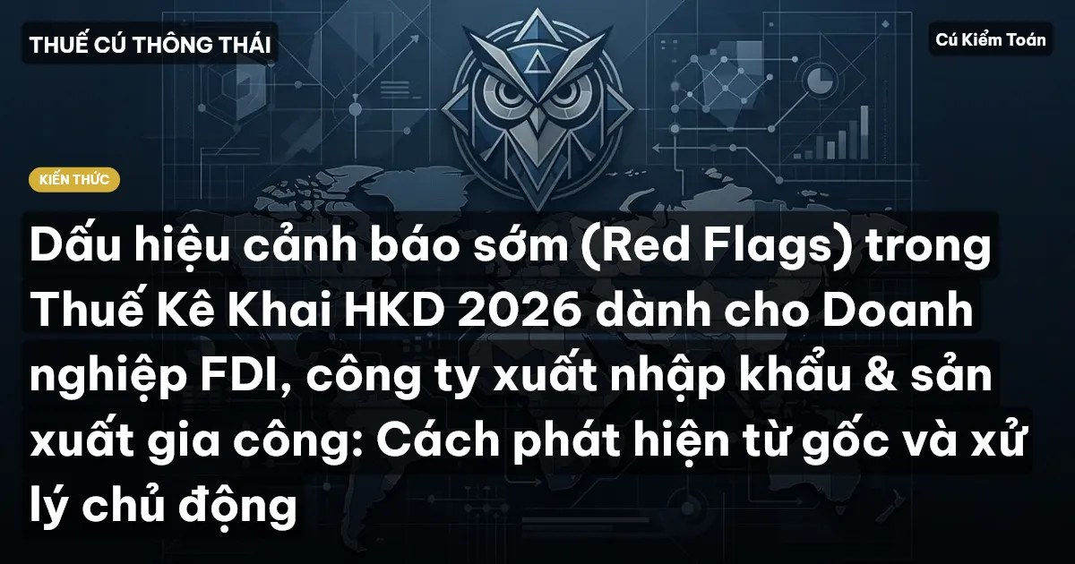 Dấu hiệu cảnh báo sớm (Red Flags) trong Thuế Kê Khai HKD 2026 dành cho Doanh nghiệp FDI, công ty xuất nhập khẩu & sản xuất gia công: Cách phát hiện từ gốc và xử lý chủ động