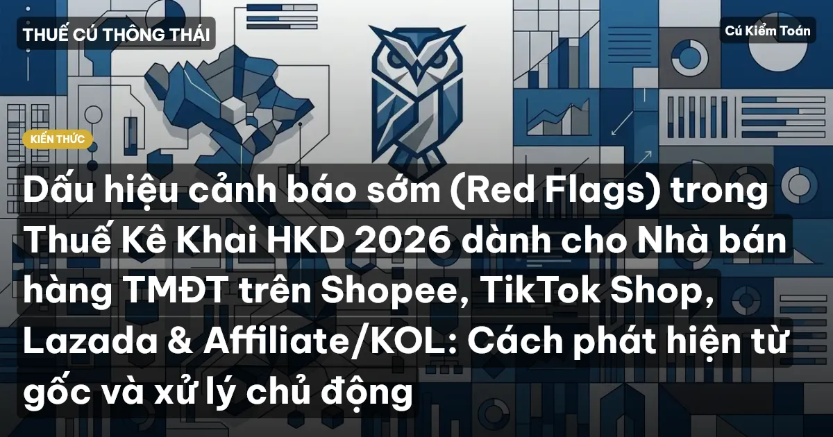 Dấu hiệu cảnh báo sớm (Red Flags) trong Thuế Kê Khai HKD 2026 dành cho Nhà bán hàng TMĐT trên Shopee, TikTok Shop, Lazada & Affiliate/KOL: Cách phát hiện từ gốc và xử lý chủ động