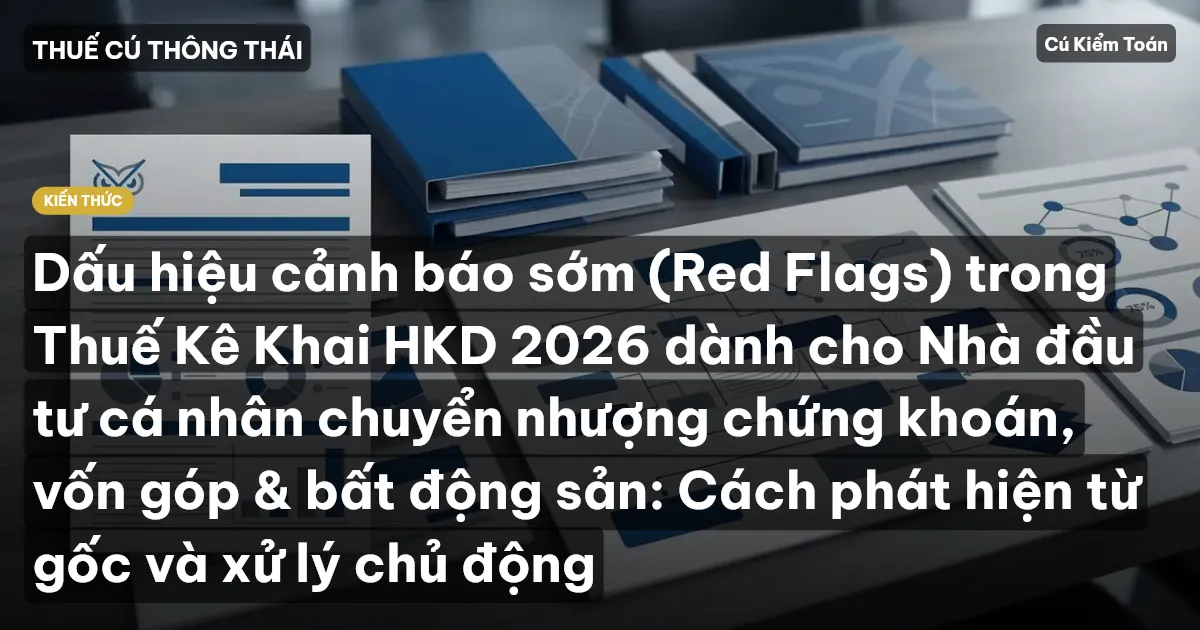 Dấu hiệu cảnh báo sớm (Red Flags) trong Thuế Kê Khai HKD 2026 dành cho Nhà đầu tư cá nhân chuyển nhượng chứng khoán, vốn góp & bất động sản: Cách phát hiện từ gốc và xử lý chủ động
