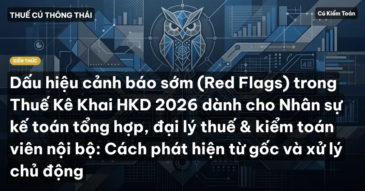 Dấu hiệu cảnh báo sớm (Red Flags) trong Thuế Kê Khai HKD 2026 dành cho Nhân sự kế toán tổng hợp, đại lý thuế & kiểm toán viên nội bộ: Cách phát hiện từ gốc và xử lý chủ động