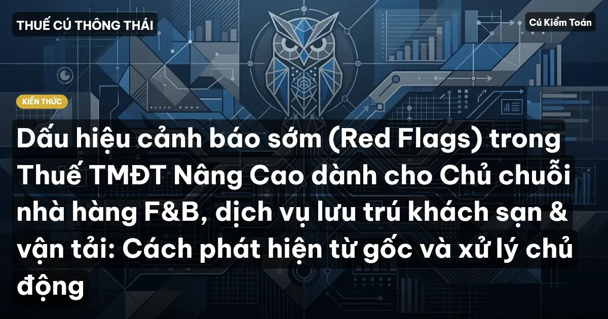 Dấu hiệu cảnh báo sớm (Red Flags) trong Thuế TMĐT Nâng Cao dành cho Chủ chuỗi nhà hàng F&B, dịch vụ lưu trú khách sạn & vận tải: Cách phát hiện từ gốc và xử lý chủ động