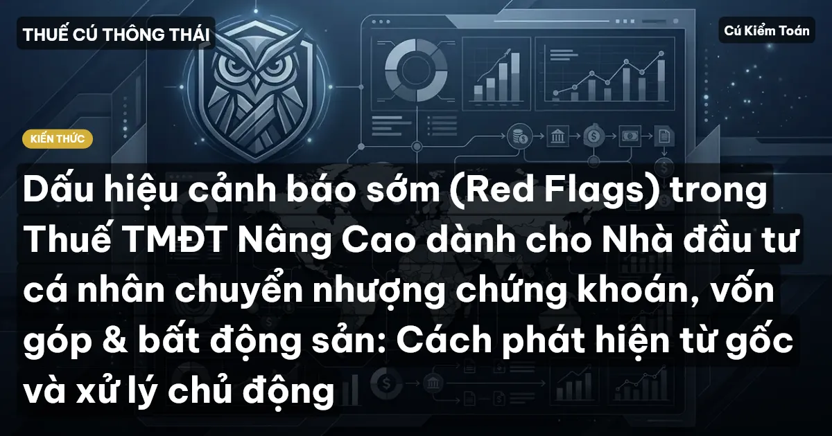 Dấu hiệu cảnh báo sớm (Red Flags) trong Thuế TMĐT Nâng Cao dành cho Nhà đầu tư cá nhân chuyển nhượng chứng khoán, vốn góp & bất động sản: Cách phát hiện từ gốc và xử lý chủ động