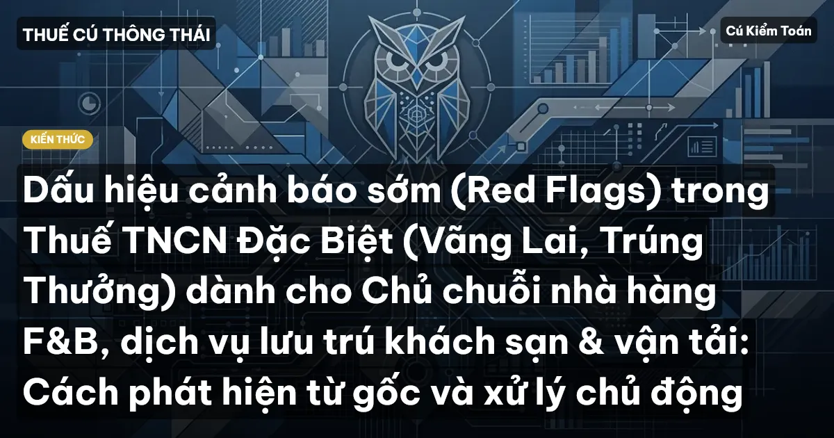 Dấu hiệu cảnh báo sớm (Red Flags) trong Thuế TNCN Đặc Biệt (Vãng Lai, Trúng Thưởng) dành cho Chủ chuỗi nhà hàng F&B, dịch vụ lưu trú khách sạn & vận tải: Cách phát hiện từ gốc và xử lý chủ động