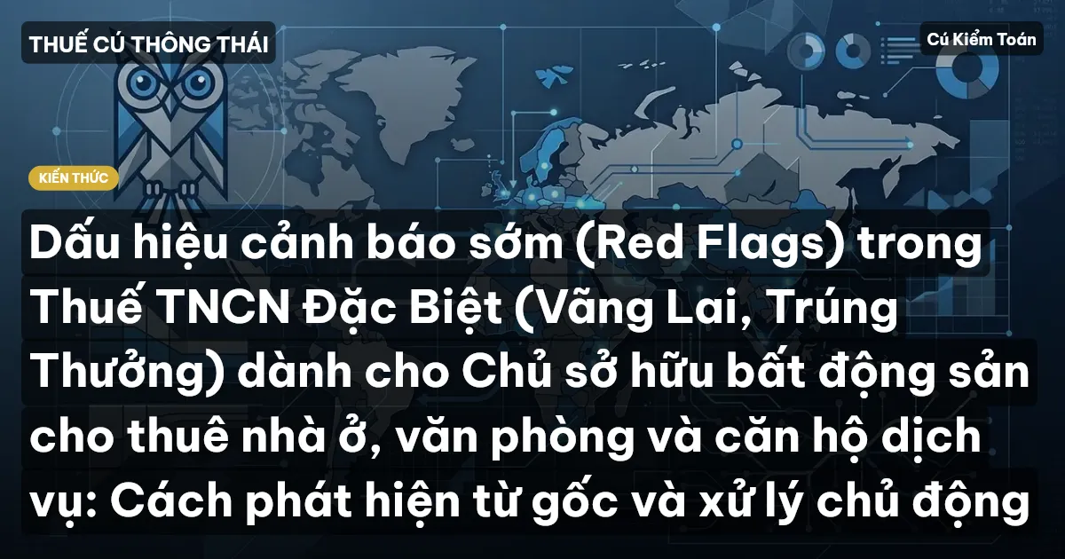 Dấu hiệu cảnh báo sớm (Red Flags) trong Thuế TNCN Đặc Biệt (Vãng Lai, Trúng Thưởng) dành cho Chủ sở hữu bất động sản cho thuê nhà ở, văn phòng và căn hộ dịch vụ: Cách phát hiện từ gốc và xử lý chủ động