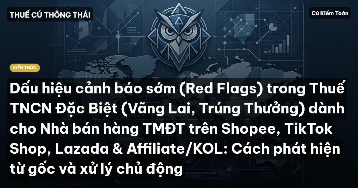 Dấu hiệu cảnh báo sớm (Red Flags) trong Thuế TNCN Đặc Biệt (Vãng Lai, Trúng Thưởng) dành cho Nhà bán hàng TMĐT trên Shopee, TikTok Shop, Lazada & Affiliate/KOL: Cách phát hiện từ gốc và xử lý chủ động