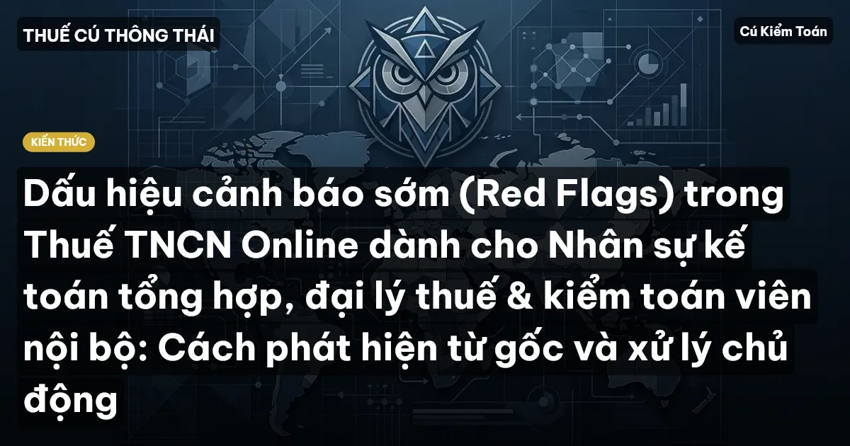 Dấu hiệu cảnh báo sớm (Red Flags) trong Thuế TNCN Online dành cho Nhân sự kế toán tổng hợp, đại lý thuế & kiểm toán viên nội bộ: Cách phát hiện từ gốc và xử lý chủ động