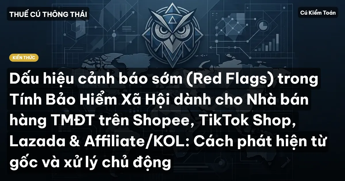 Dấu hiệu cảnh báo sớm (Red Flags) trong Tính Bảo Hiểm Xã Hội dành cho Nhà bán hàng TMĐT trên Shopee, TikTok Shop, Lazada & Affiliate/KOL: Cách phát hiện từ gốc và xử lý chủ động