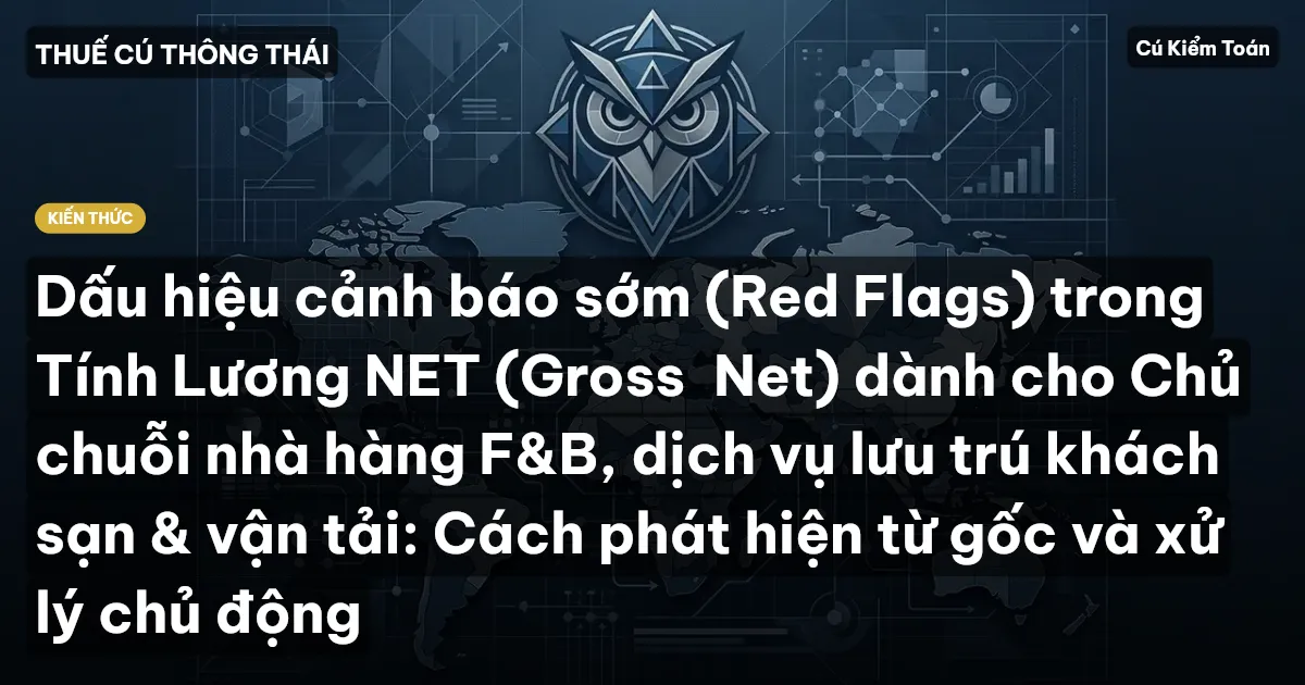 Dấu hiệu cảnh báo sớm (Red Flags) trong Tính Lương NET (Gross→Net) dành cho Chủ chuỗi nhà hàng F&B, dịch vụ lưu trú khách sạn & vận tải: Cách phát hiện từ gốc và xử lý chủ động