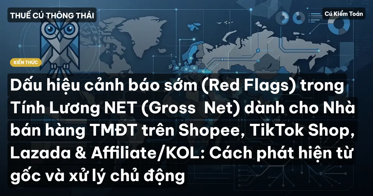 Dấu hiệu cảnh báo sớm (Red Flags) trong Tính Lương NET (Gross→Net) dành cho Nhà bán hàng TMĐT trên Shopee, TikTok Shop, Lazada & Affiliate/KOL: Cách phát hiện từ gốc và xử lý chủ động